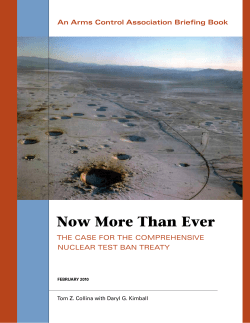 The Case for the Comprehensive Test Ban Treaty