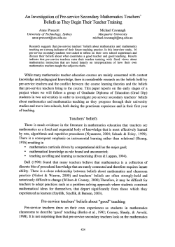 An Investigation ofPre-service Secondary Mathematics Teachers