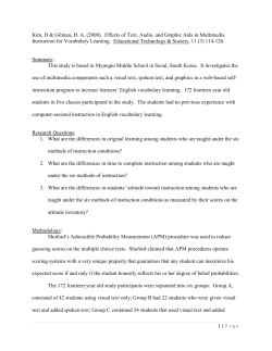 (2008). Effects of Text, Audio, and Graphic Aids in