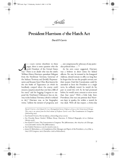 President Harrison and the Hatch Act