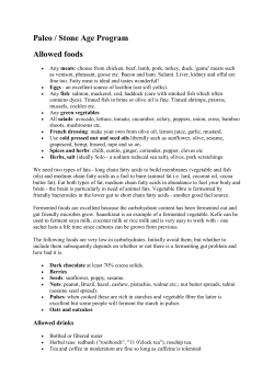 Paleo / Stone Age Program Allowed foods