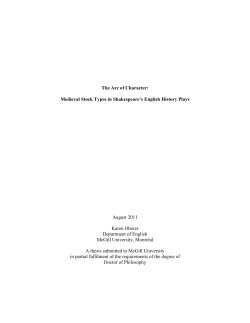 The Arc of Character: Medieval Stock Types in Shakespeare`s