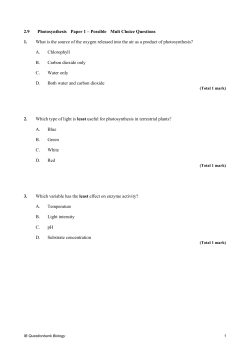 2.9 Photosynthesis Paper 1