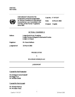 Prosecutor v Milorad Krnojelac - International Criminal Tribunal for