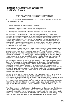 The Practical Uses Of Risk Theory