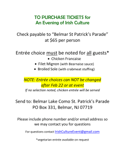 Entr&eacute;e choice must be noted for all guests*