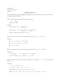 MATH 251 Instr. K. Ciesielski Fall 2014 SAMPLE TEST # 3 Solve the