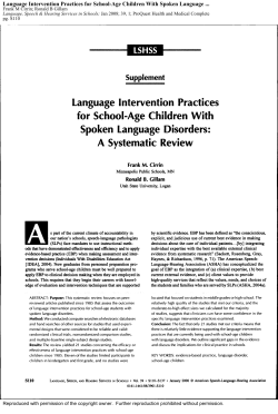 Language Intervention Practices for School-Age