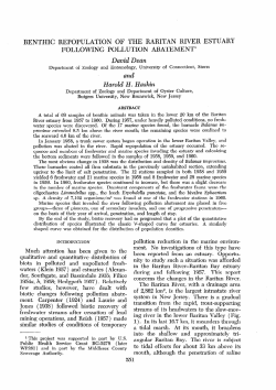 benthic repopulation of the raritan river estuary following pollution