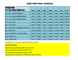 Pool Schedule of Operations