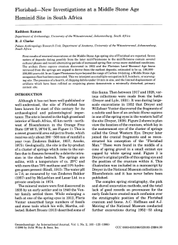 Florisbad-New investigations at a middle stone age Hominid Site in