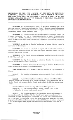Document Transfer Tax - Resolution No. 50-16