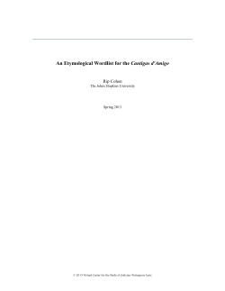 An Etymological Wordlist for the Cantigas d`Amigo