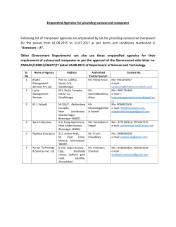 Empaneled Agencies for providing outsourced manpower Following