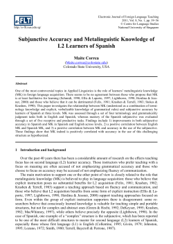 Subjunctive Accuracy and Metalinguistic Knowledge of L2 Learners