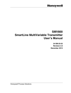 SMV800 SmartLine MultiVariable Transmitter User`s Manual