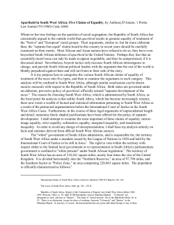 Apartheid in South West Africa: Five Claims of