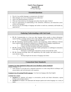 Unit 0: Para Empezar Spanish III Essential Questions Enduring