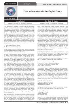 Pre &ndash; Independence Indian English Poetry