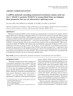 A mRNA molecule encoding truncated excitatory amino acid car