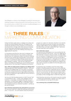 THE THREE RULES OF MARKETING COMMUNICATION