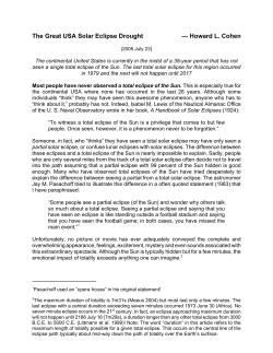 The Great USA Solar Eclipse Drought &mdash; Howard L. Cohen
