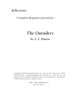 The Outsiders - Response Journal Sample PDF
