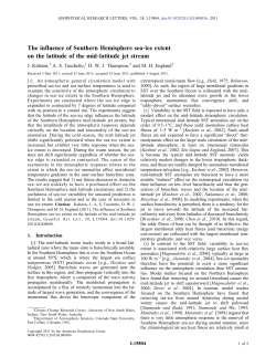 The influence of Southern Hemisphere sea‐ice extent on the latitude