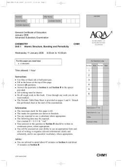 A-level Chemistry Question paper Unit 1 - Atomic Structure