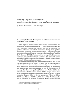 Applying Goffman`s assumptions about communication to