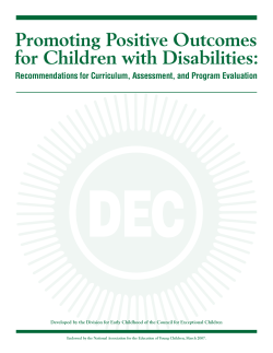 Promoting Positive Outcomes for Children with Disabilities