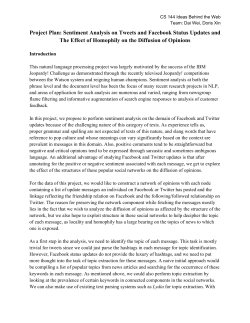 Project Plan: Sentiment Analysis on Tweets and Facebook