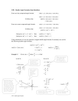 Double Angle Formulas