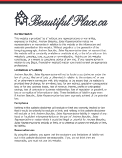 expressed or implied. Andrew Beaulieu, Sales Representative