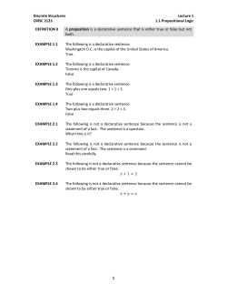 L001: Rosen, 1.1 Propositional Logic