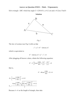 Answer on Question #51011 &ndash; Math &ndash; Trigonometry Solve triangle