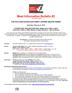 Meet Information Bulletin #2 - Harry Jerome International Track Classic