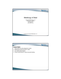Metallurgy of Steel - Industrial Metallurgists, LLC