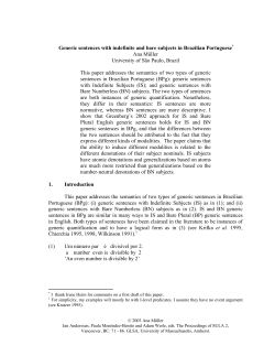 Generic sentences with indefinite and bare subjects in Brazilian