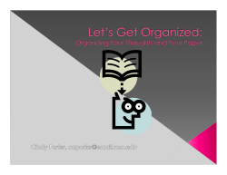 2011 Organization and Outlines