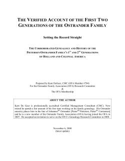 the verified account of the first two generations of the ostrander family