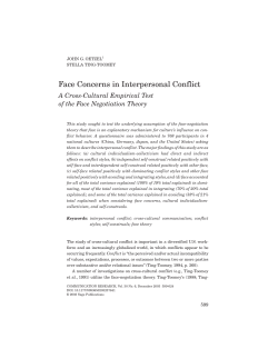 Face Concerns in Interpersonal Conflict