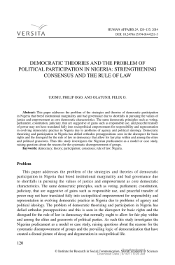 DEMOCRATIC THEORIES AND THE PROBLEM OF POLITICAL