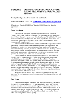 HISTORY OF US FOREIGN RELATIONS: FROM WORLD WAR ONE