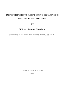INVESTIGATIONS RESPECTING EQUATIONS OF THE FIFTH
