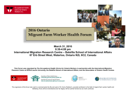 2016 Ontario Migrant Farm Worker Health Forum