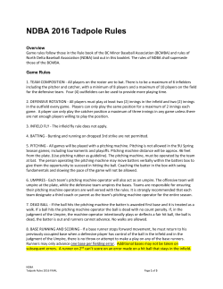 NDBA 2016 Tadpole Rules