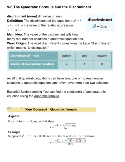 96 The Quadratic Formula and the Discriminant