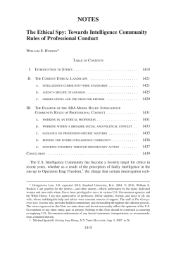 NOTES The Ethical Spy: Towards Intelligence Community Rules of