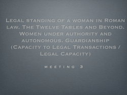 Legal standing of a woman in Roman law. The Twelve Tables and